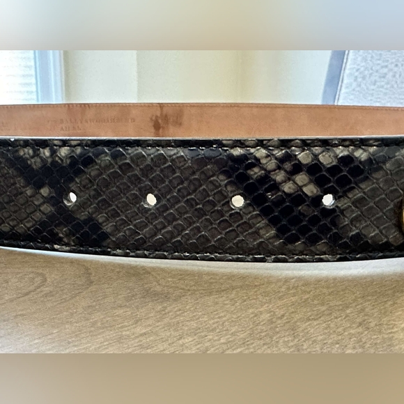 BALLY Snake-embossed Leather Belt with Bally Logo - Size 110/44, Black/Gold - Picture 6 of 6